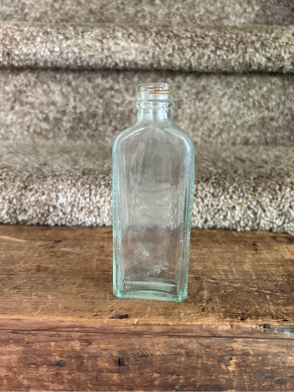 Clear Vintage Glass Bottle - Aqua Tint